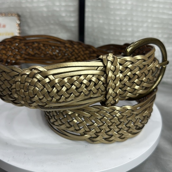 (H)White Stag Gold Braided Belt vintage leather Accessory,Sz L women’s - Picture 5 of 12